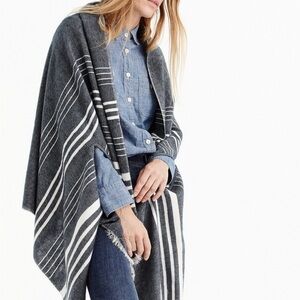 J.Crew Striped Cape Scarf in Navy & Ivory